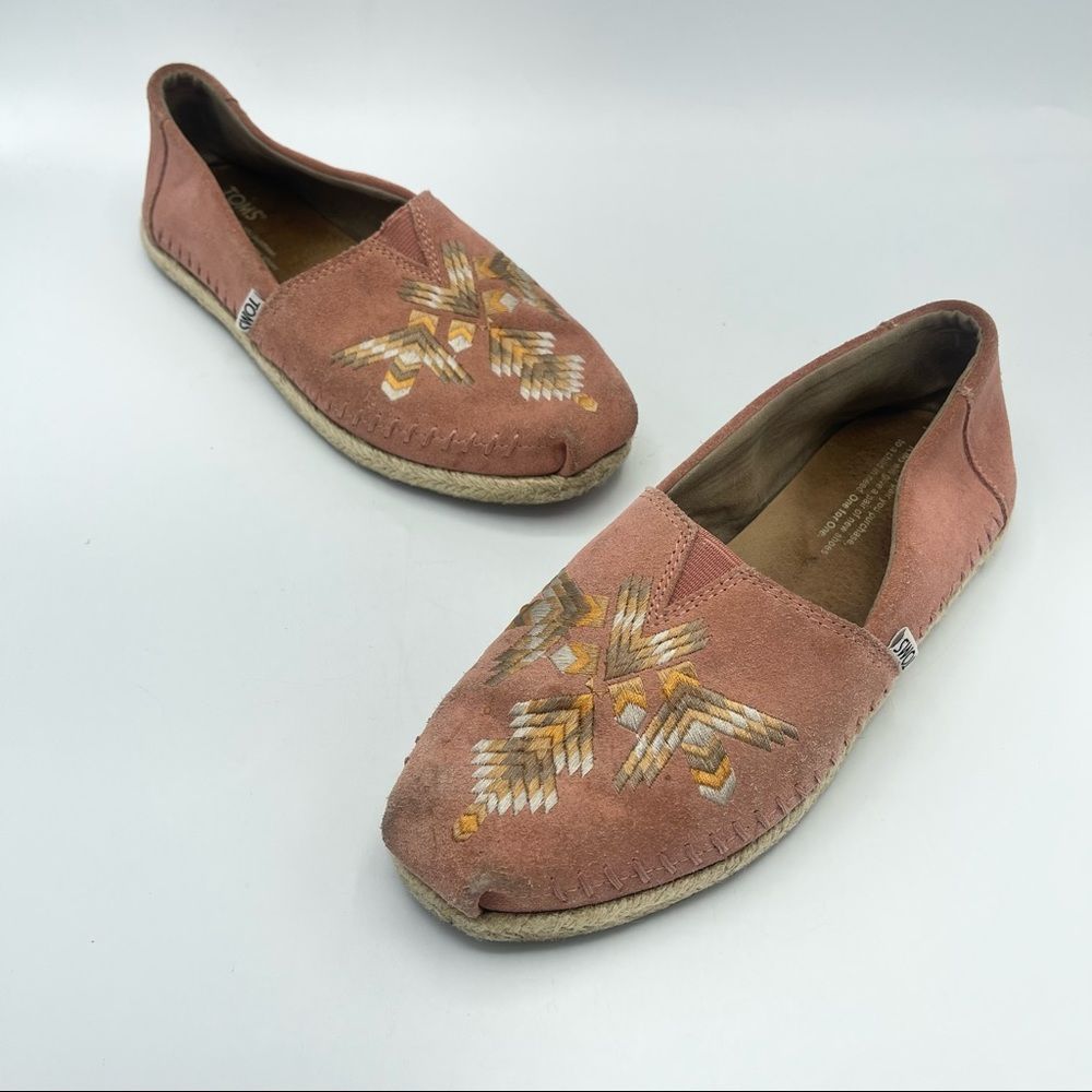 TOMS Womens Moccasin Embroidery Slip On Flats